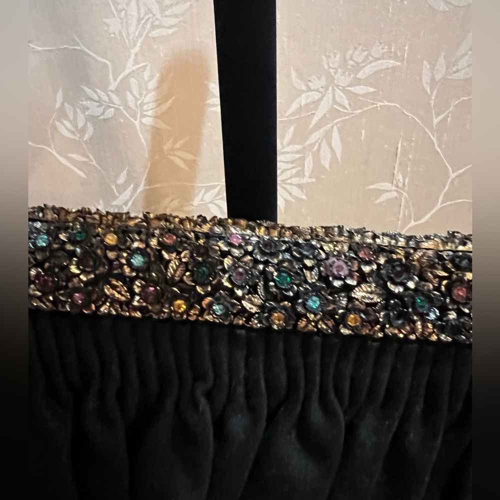 Vintage Guild Original Black Purse with Intricate Gold Metal Colorful Crystals
